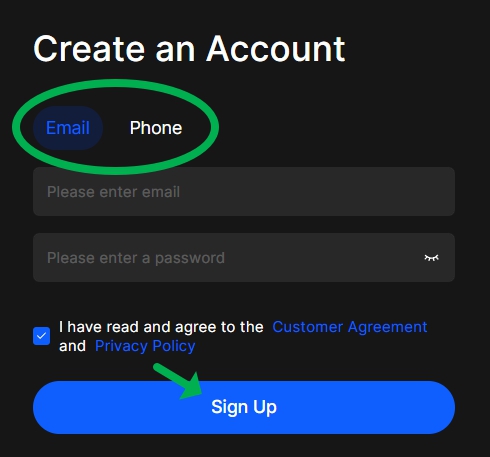 BingX signup page