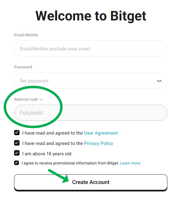 Bitget signup page