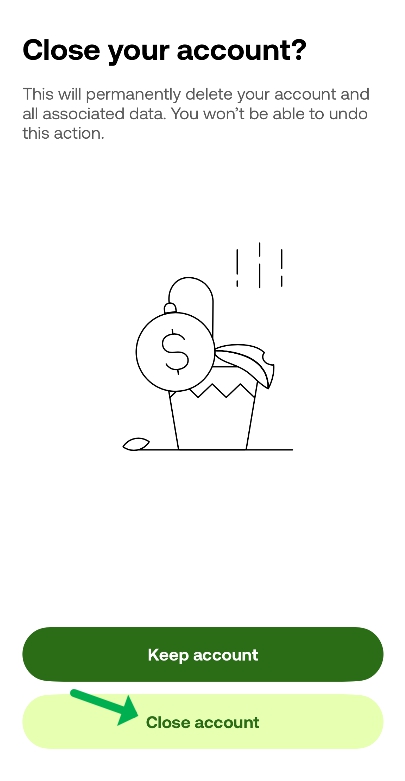 Close account option