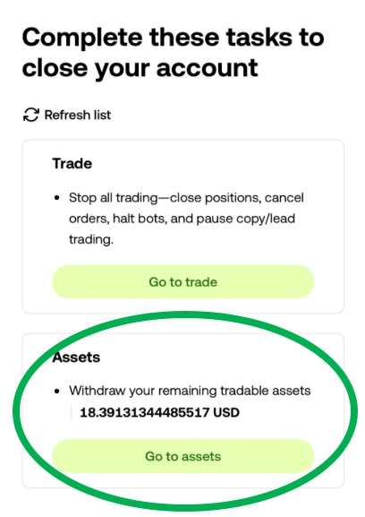 Account closure step 2
